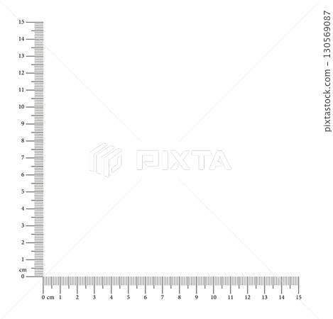 Corner ruler 15 cm. Measuring tool template. 15 cm angle ruler. Indicators of centimeter size. Ruler grid 15 cm. Vector illustration. Corner ruler 15 cm. Measuring tool template. 15 cm angle ruler. Indicators of centimeter size. Ruler grid 15 cm. Vector illustration. 130569087