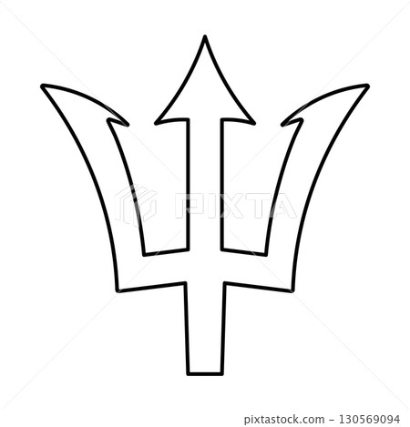 Barbados national outline symbol. Trident silhouette black sticker. Graphic template.  130569094