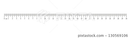 Measuring chart with 30 centimeters. Ruler scale with numbers. Length measurement math, distance, height, sewing tool. Graphic vector simple illustration. Measuring chart with 30 centimeters. Ruler scale with numbers. Length measurement math, distance, height, sewing tool. Graphic vector simple illustration. 130569106