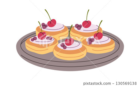 Small pancakes artistic served plate 130569138