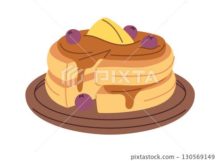 Sweet homemade pancakes served dessert 130569149