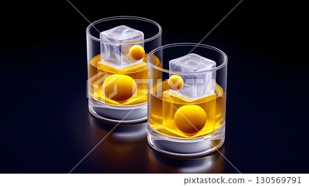 Planetary ice cubes in a conceptual drink design 130569791