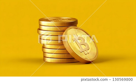 Stack of golden bitcoin coins representing cryptocurrency investment and finance Stack of golden bitcoin coins representing cryptocurrency investment and finance 130569800