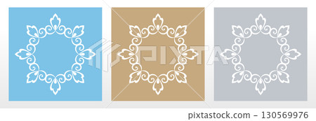 Set of decorative frames Elegant vector element for design in Eastern style, place for text. Floral colored borders. Lace illustration for invitations and greeting cards 130569976