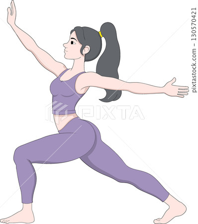 Girl Doing Stretching Exercise Pose Illustration 130570421