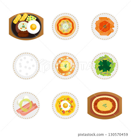 Family restaurant menu illustration set 130570459