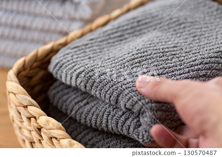 New grey face towel 130570487