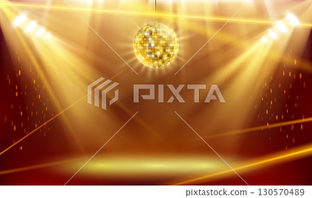 Dance floor in a nightclub with a disco ball Dance floor in a nightclub with a disco ball 130570489