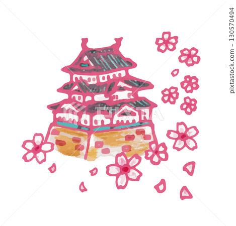東北的可愛插圖:弘前城(青森縣) 東北的可愛插圖:弘前城(青森縣) 130570494