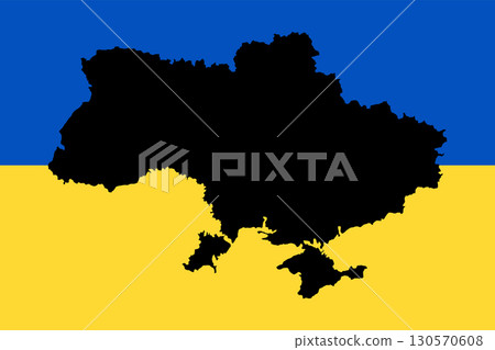 Ukraine Map and Flag. Vector illustration of Ukraine Independence Day. Territory borders with Crimea.  130570608