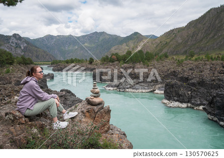 Woman at the river Katun Woman at the river Katun 130570625