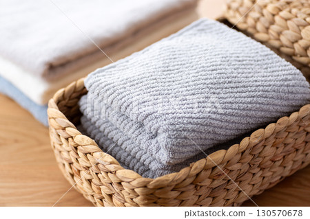 New grey face and bath towels 130570678