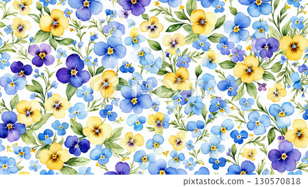 A background of gentle flowers (viola) like a watercolor painting 130570818