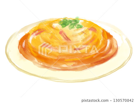 手繪水彩插圖的美味中國天津米飯 130570842