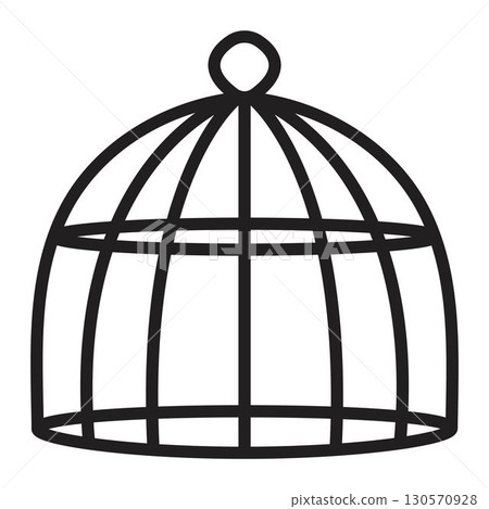 Rounded bird cage line icon, black line vector single monochrome illustration Rounded bird cage line icon, black line vector single monochrome illustration 130570928