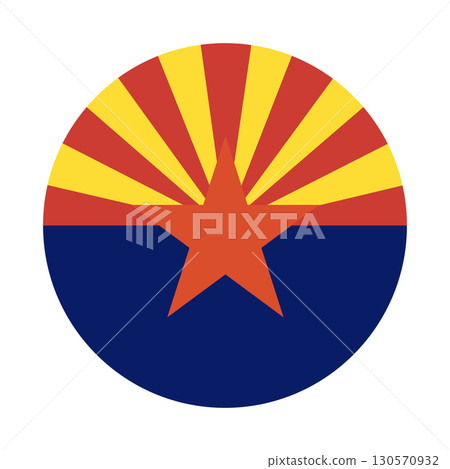 Arizona circle flag. Round flag of Arizona. State of the USA. Arizona circle flag. Round flag of Arizona. State of the USA. 130570932