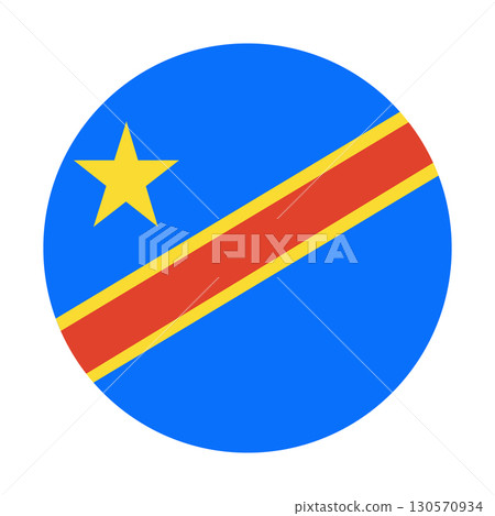 Democratic Republic of Congo flag round button. Circle badge, sticker, icon, sign of the Democratic Republic of Congo. Democratic Republic of Congo flag round button. Circle badge, sticker, icon, sign of the Democratic Republic of Congo. 130570934
