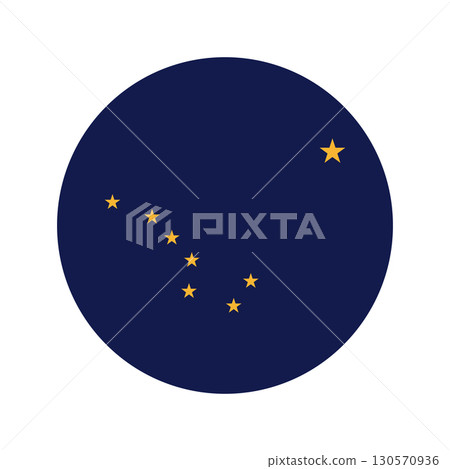 Alaska state flag icon. Alaska State circle flag button. Round flag of Alaska badge. 130570936