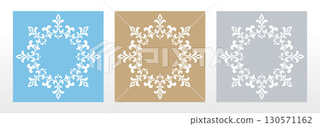 Set of decorative frames Elegant vector element for design in Eastern style, place for text. Floral colored borders. Lace illustration for invitations and greeting cards Set of decorative frames Elegant vector element for design in Eastern style, place for text. Floral colored borders. Lace illustration for invitations and greeting cards 130571162