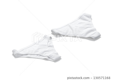 Blank white women bikini underwear mockup, front and back Blank white women bikini underwear mockup, front and back 130571168
