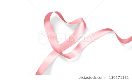 Blank pink organza ribbon mockup, top view 130571181