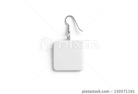 Blank white single square earring mockup, top view 130571191