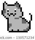 Pixel art monochrome cat, tabby cat 130571234