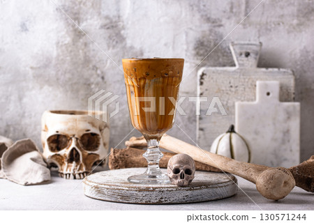 Halloween drink coffee latte with ice Halloween drink coffee latte with ice 130571244
