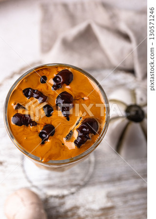 Halloween drink coffee latte with ice Halloween drink coffee latte with ice 130571246