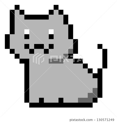 Pixel art monochrome cat Pixel art monochrome cat 130571249