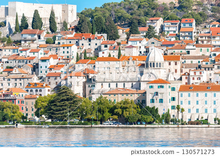 Sibenik cityscape featuring St. James Cathedral and medieval fortress in Croatia Sibenik cityscape featuring St. James Cathedral and medieval fortress in Croatia 130571273