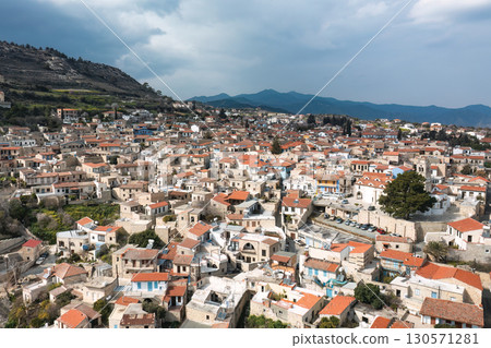 Pano Lefkara sprawling across the Cyprus landscape under cloudy sky Pano Lefkara sprawling across the Cyprus landscape under cloudy sky 130571281