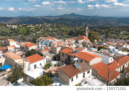 Pano Lefkara Village in Cyprus showing traditional architecture 130571282
