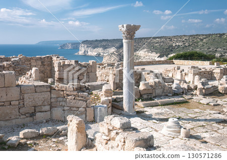 Kourion archaeological site overlooking Mediterranean Sea in Cyprus Kourion archaeological site overlooking Mediterranean Sea in Cyprus 130571286