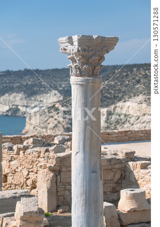 Corinthian column standing tall in Kourion Archaeological Site, Limassol District, Cyprus 130571288