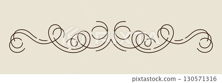 Decorative linear divider. Vintage swirl filigree border. Decorative linear divider. Vintage swirl filigree border. 130571316