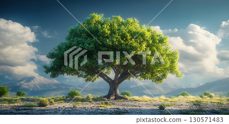 Majestic Lone Tree Peaceful Landscape Scene 130571483