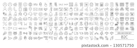 B2C 相關業務圖標、可編輯細線圖標、電子商務和購物相關圖標 B2C 相關業務圖標、可編輯細線圖標、電子商務和購物相關圖標 130571750