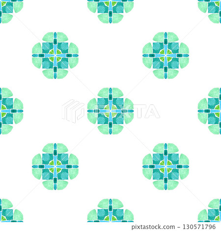 Watercolor summer ethnic border pattern. Green radiant boho chic summer design. Textile ready ideal print, swimwear fabric, wallpaper, wrapping. Ethnic hand painted pattern. Watercolor summer ethnic border pattern. Green radiant boho chic summer design. Textile ready ideal print, swimwear fabric, wallpaper, wrapping. Ethnic hand painted pattern. 130571796