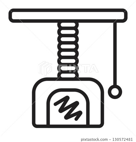 Cat scratching post, black vector single monochrome illustration, pictogram of kitty house for rest and games Cat scratching post, black vector single monochrome illustration, pictogram of kitty house for rest and games 130572481