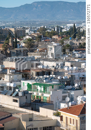 Residential neighborhood in Old Town of Nicosia with UN Buffer Zone behind it. Cyprus Residential neighborhood in Old Town of Nicosia with UN Buffer Zone behind it. Cyprus 130572771