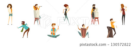 People Character of Artistic Profession in Creative Process Vector Set 130572822
