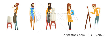 People Character of Artistic Profession in Creative Process Vector Set 130572825