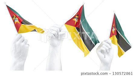 Hand holding flag of Zimbabwe. Isolated 3d Rendering Hand holding flag of Zimbabwe. Isolated 3d Rendering 130572861