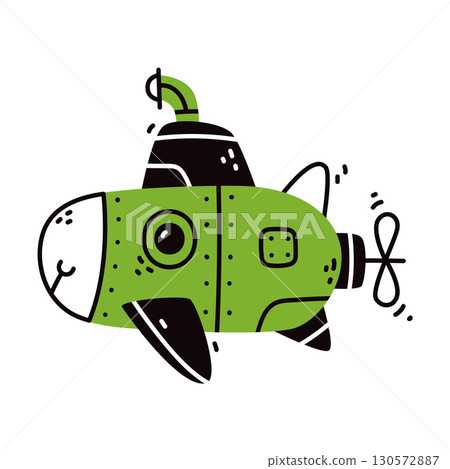 Submarine Boat as Nautical Underwater Vessel Vector Illustration Submarine Boat as Nautical Underwater Vessel Vector Illustration 130572887