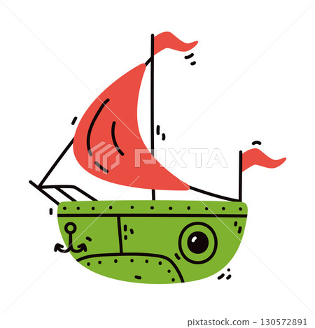 Ship and Boat Cute Marine Vessel Vector Illustration Ship and Boat Cute Marine Vessel Vector Illustration 130572891