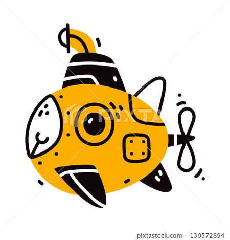 Submarine Boat as Nautical Underwater Vessel Vector Illustration 130572894