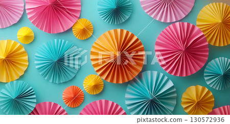 Vibrant Paper Flowers Colorful Background Texture 130572936