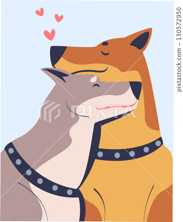 Happy Lover Dog Animal Couple Cuddle Together Vector Illustration Happy Lover Dog Animal Couple Cuddle Together Vector Illustration 130572950