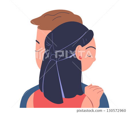 Happy Lover Man and Woman Couple Cuddle Together Vector Illustration 130572960